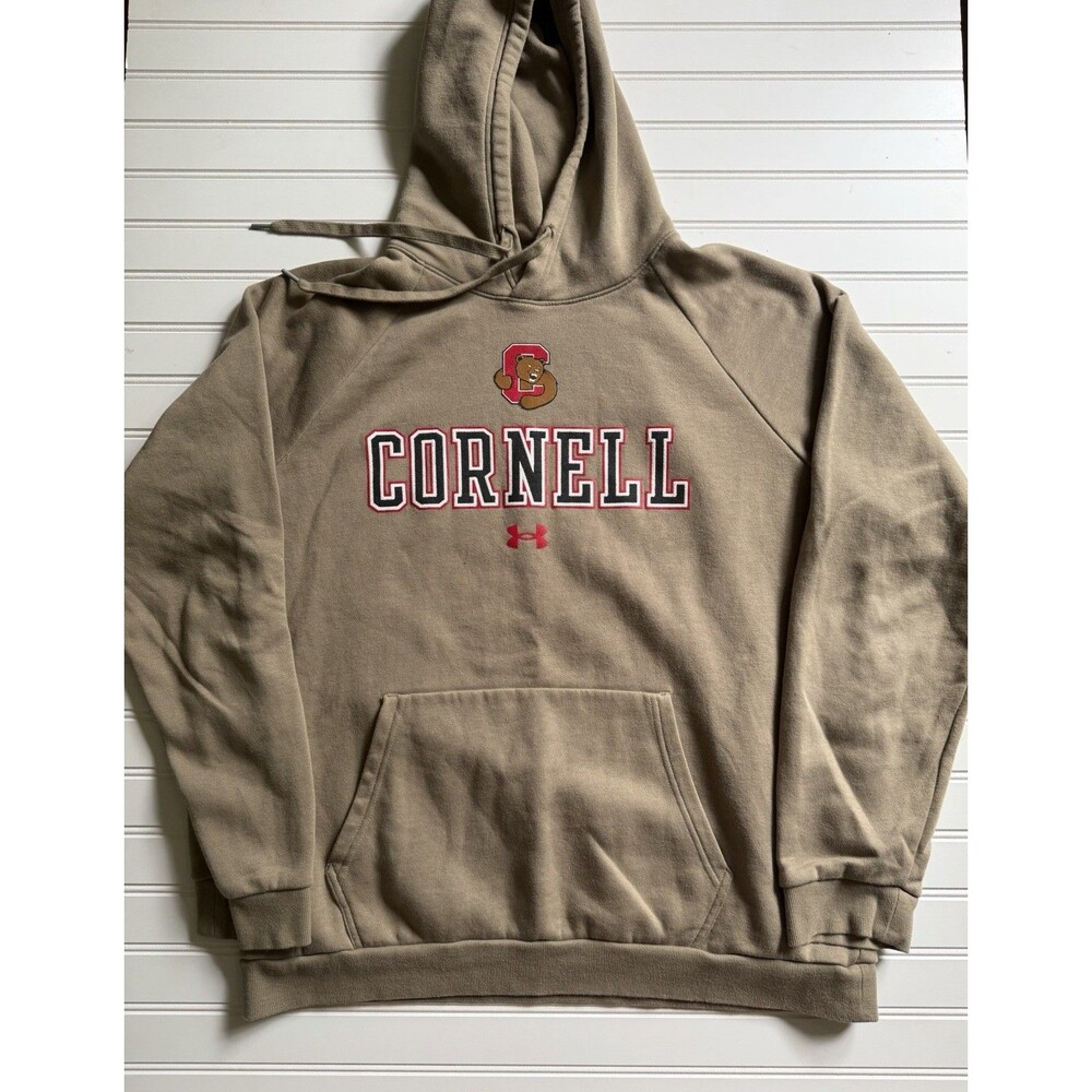 Under Armour Cornell University Big Red Hoodie Olive Taupe Men's Size LG